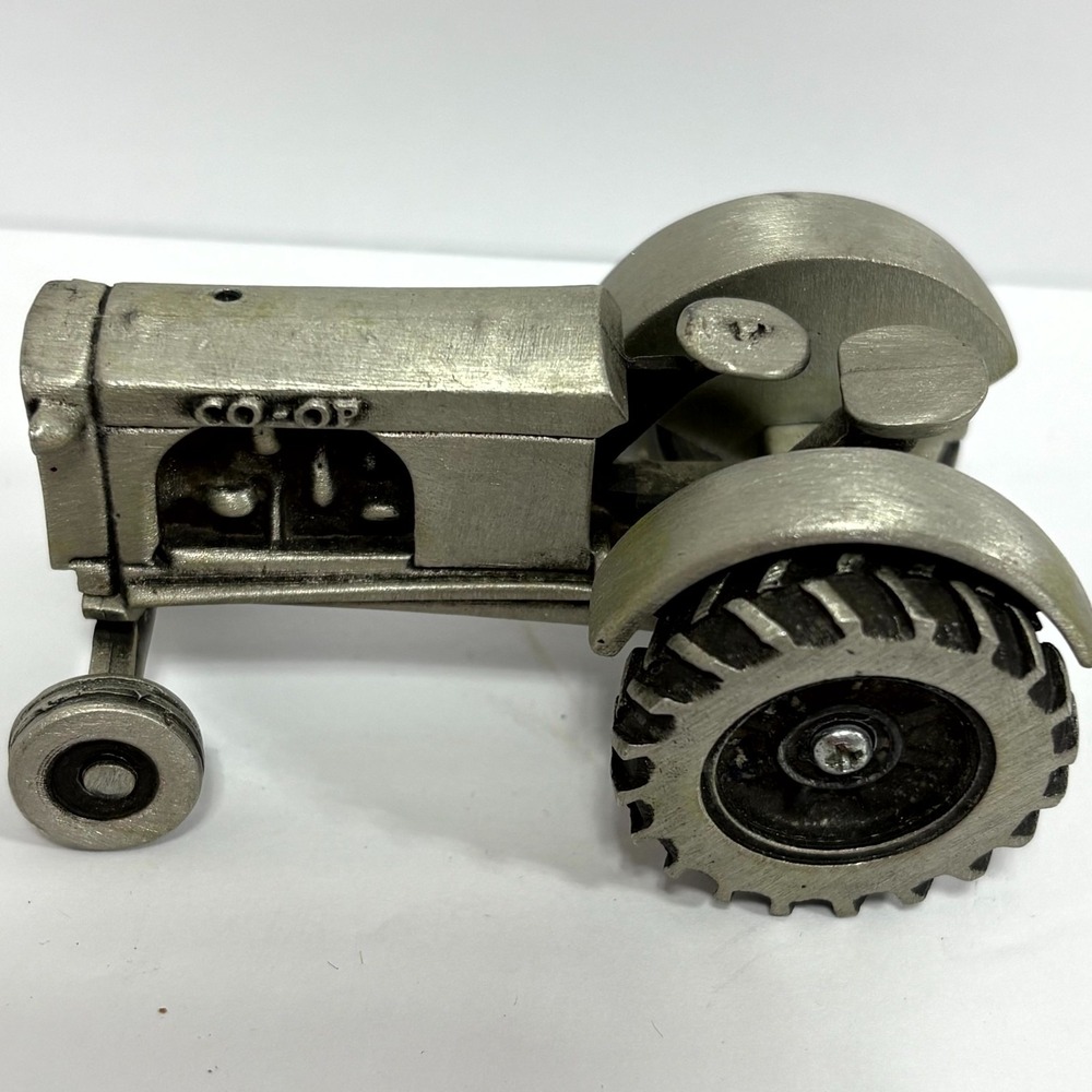Vintage CO-OP Pewter Tractor 1/43 Model Collectible Farm Miniature Retro Decor